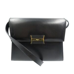 Salvatore Ferragamo Black Leather Bag with Gold Zipper